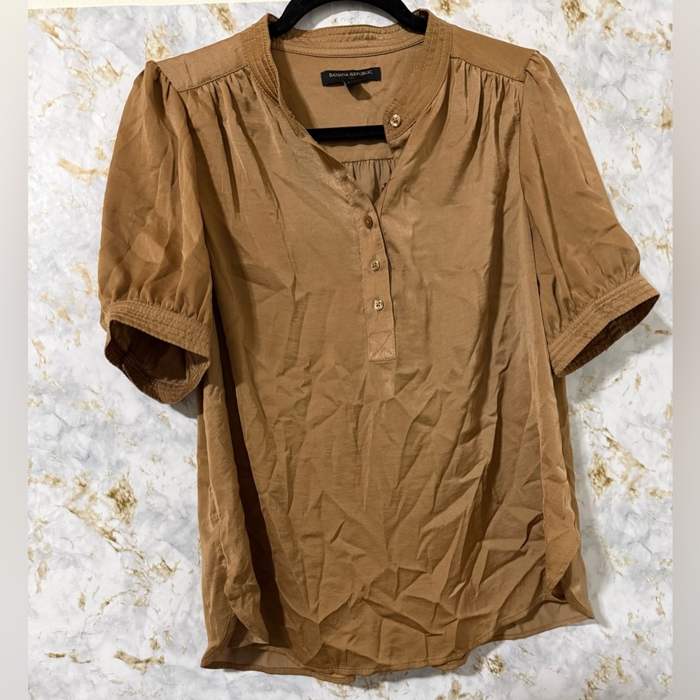 Banana Republic Tan Blouse with Button Accents